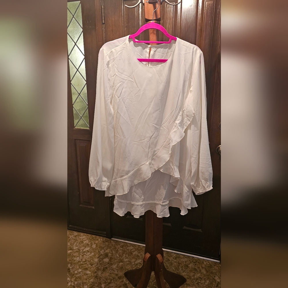 Women's Flowing Ruffle Blouse - Cream